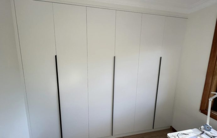 White Polyurethane Build In Wardrobe - Custom Timber Furniture