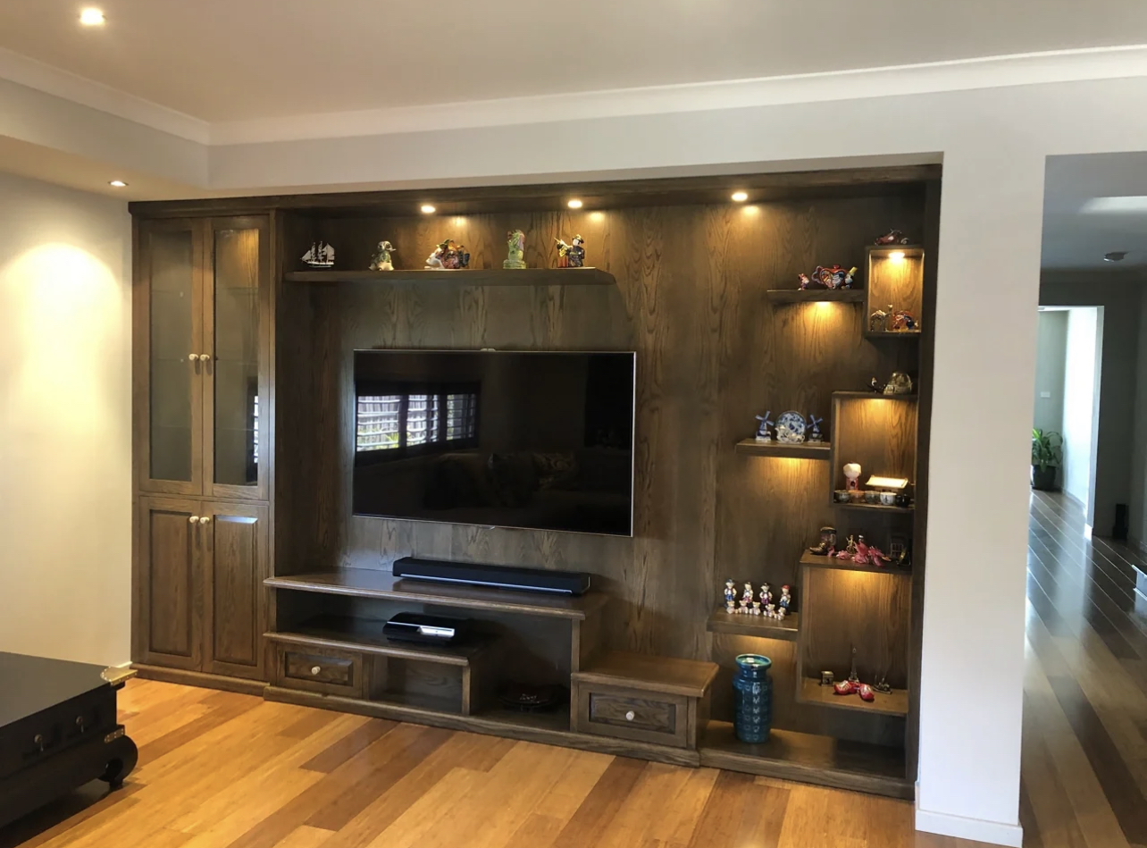 American Oak Timber Build-in Wall Unit WU-TVAO01 - Goldenwood Furniture